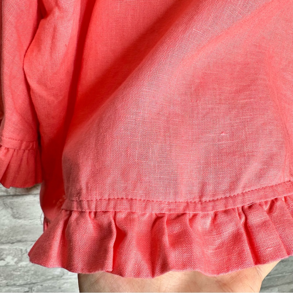 For Cynthia Coral Pink Ruffle Hem Blouse - Picture 10 of 11